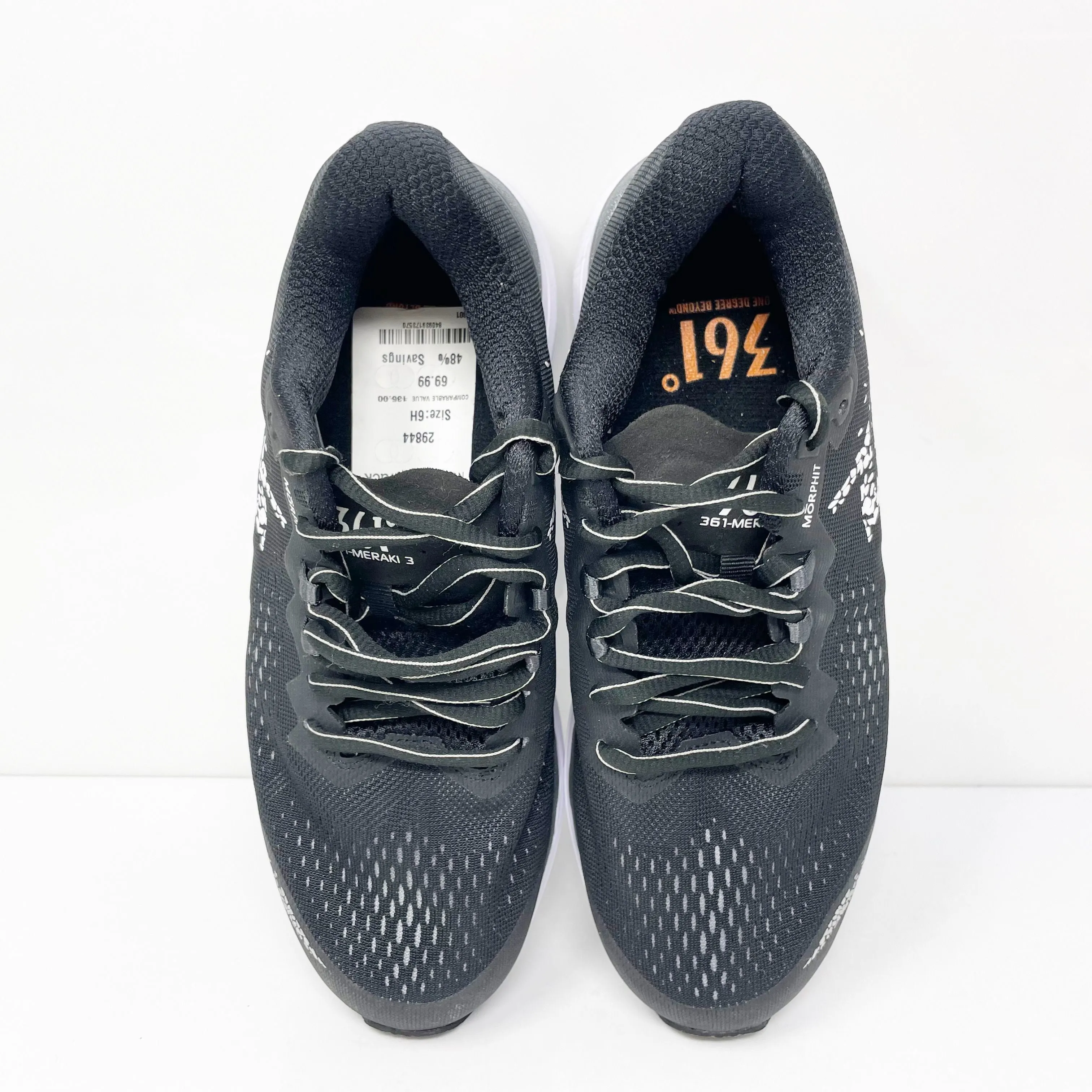 361 Degrees Womens Meraki 3 Y057-0907 Black Running Shoes Sneakers Size 6.5