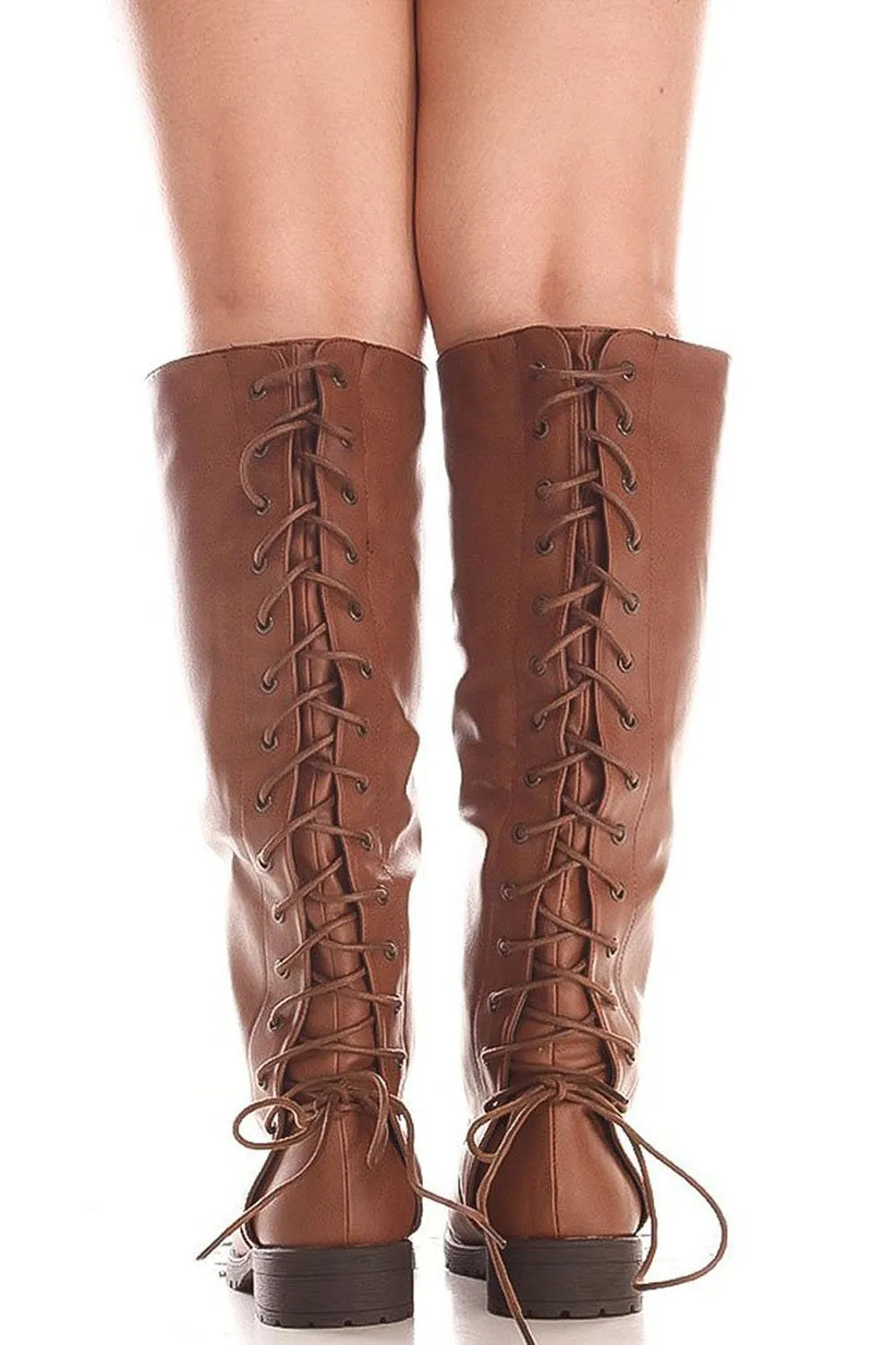 Back Lace Up Knee High Boots Winter Boots Womens Vegan