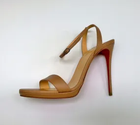 Christian Louboutin Loubi Queen 120 Nude Leather Platform Sandals Loubiqueen Heels