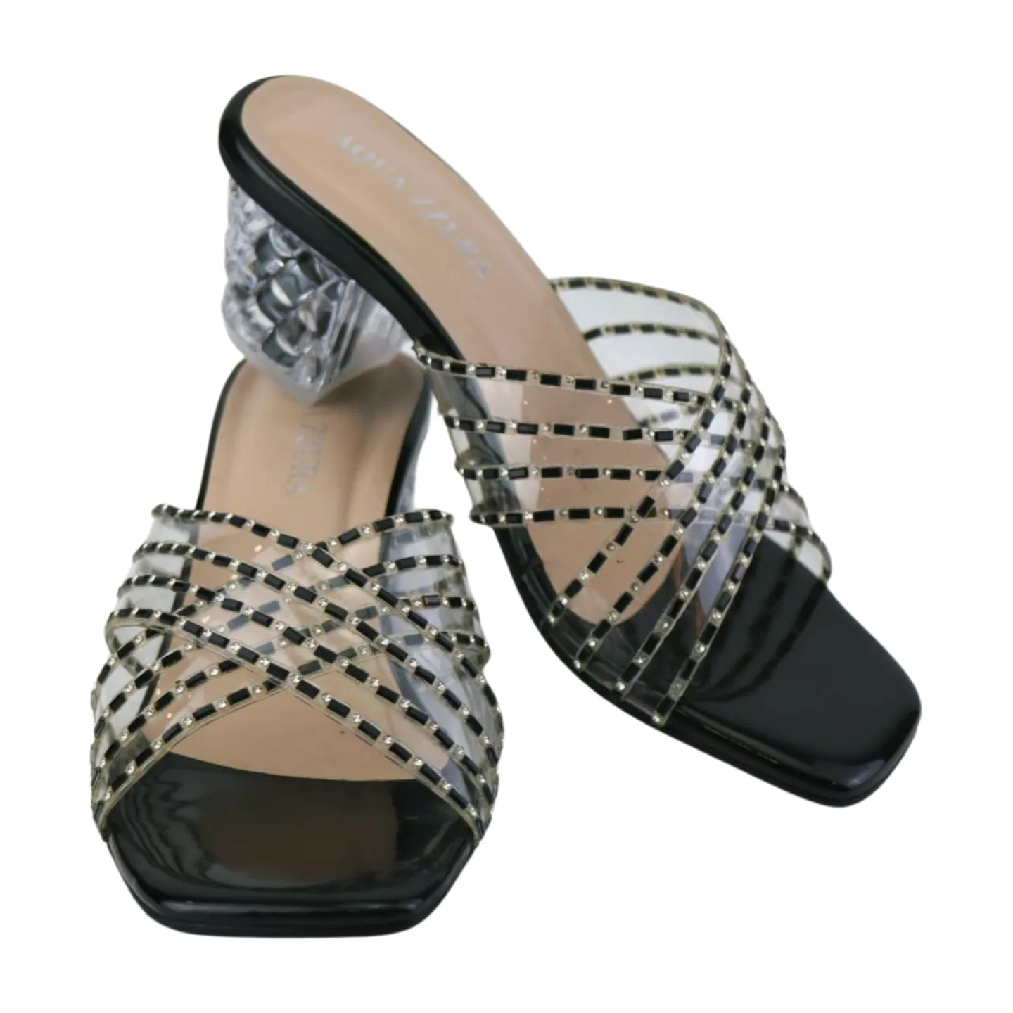 Clear Transparent Sandals with Rhinestones