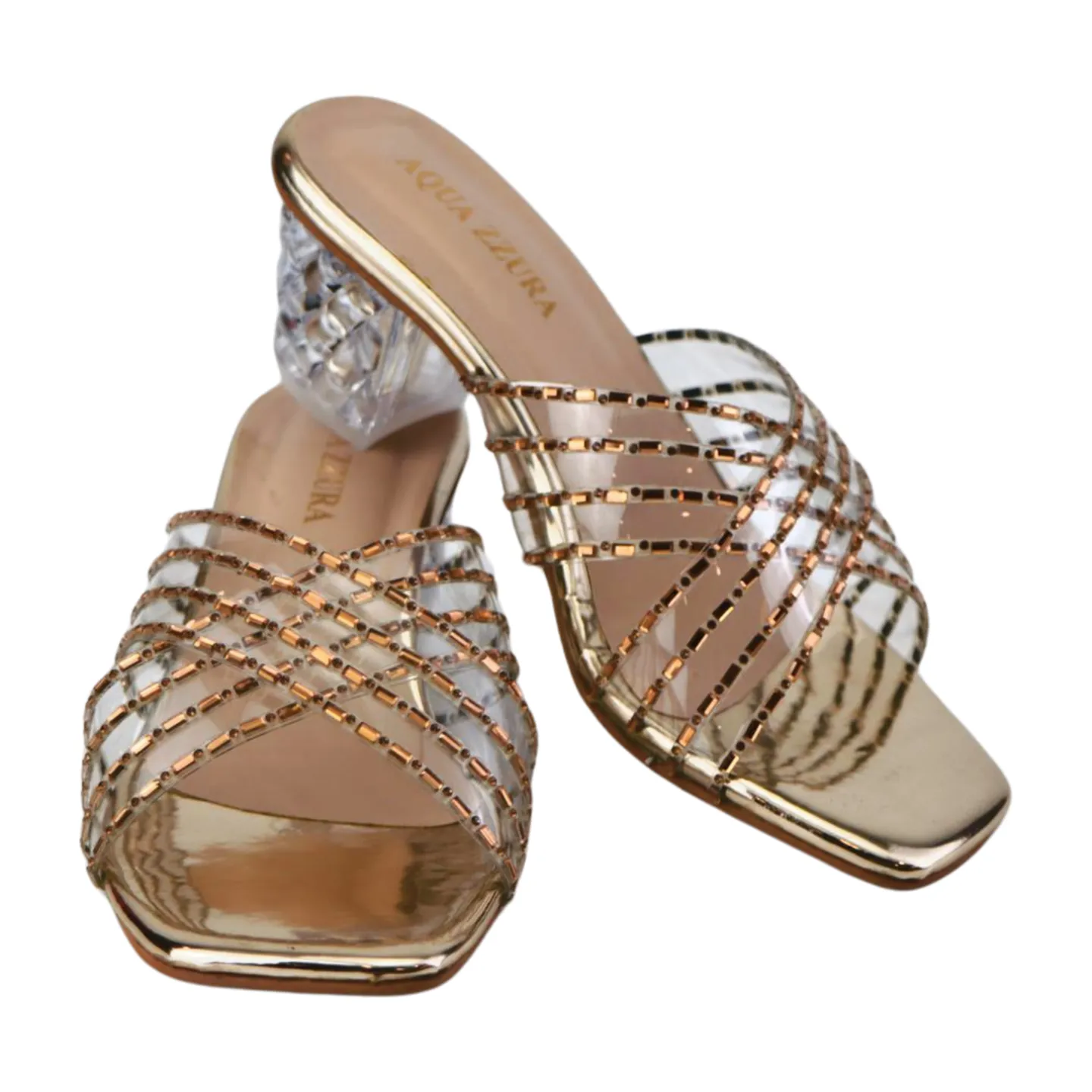 Clear Transparent Sandals with Rhinestones