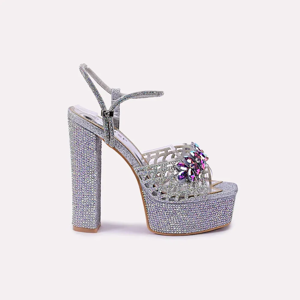 Clementine Silver High Heel Sandals 0421149