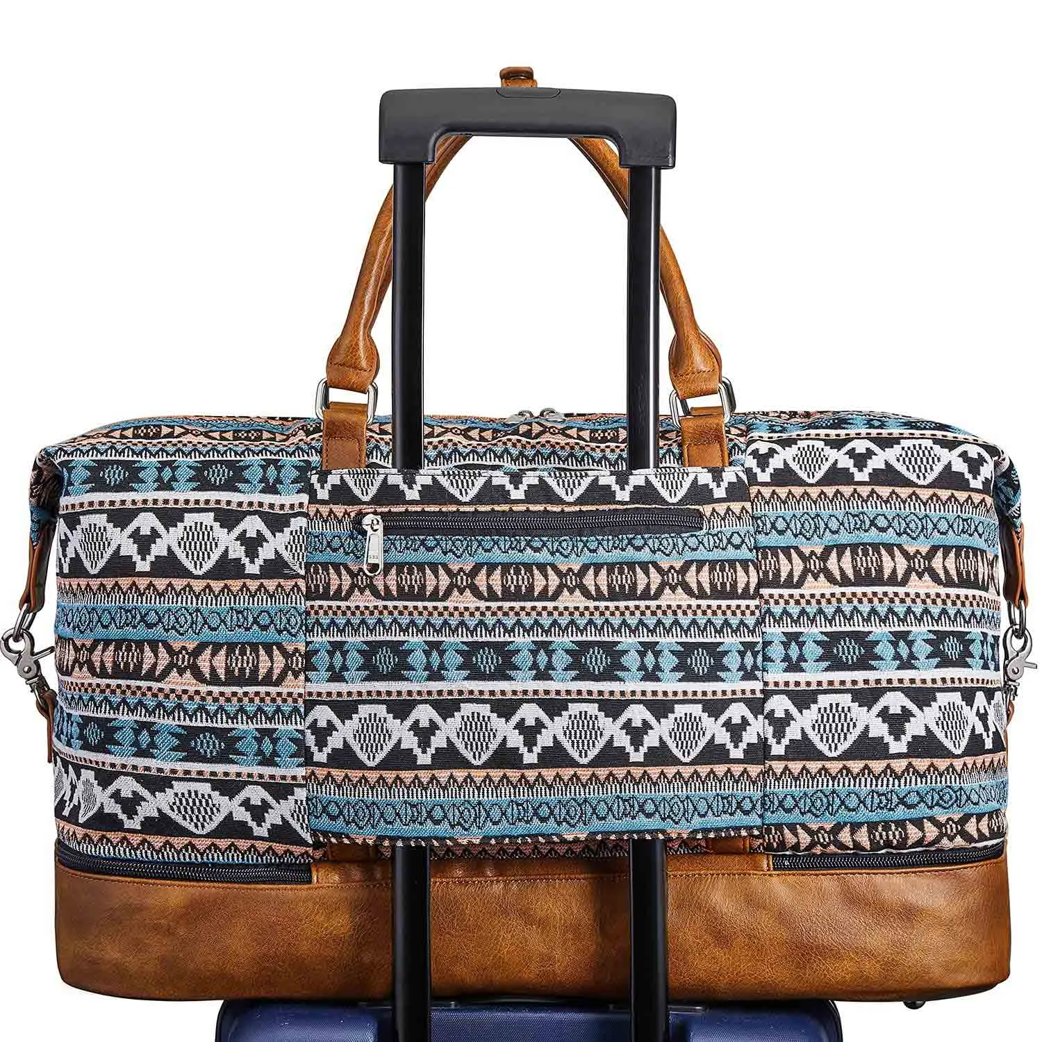 Women Striped Canvas Weekender Duffel Bag