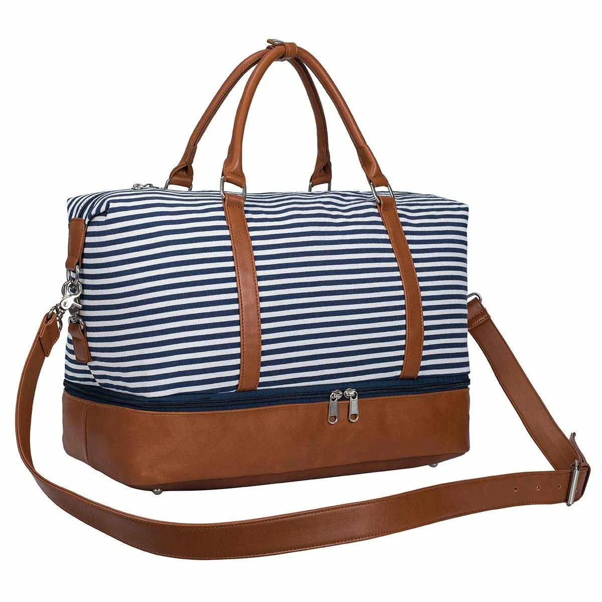 Women Striped Canvas Weekender Duffel Bag