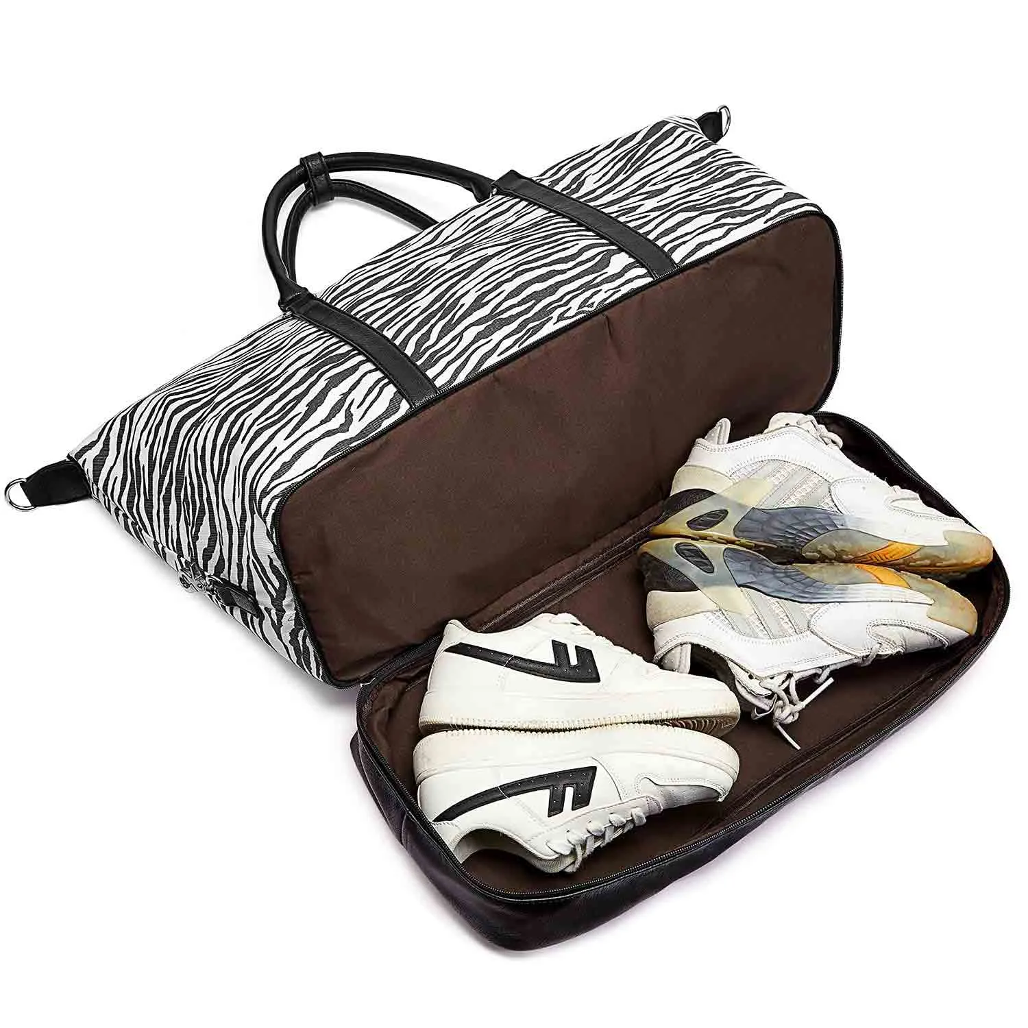 Women Striped Canvas Weekender Duffel Bag