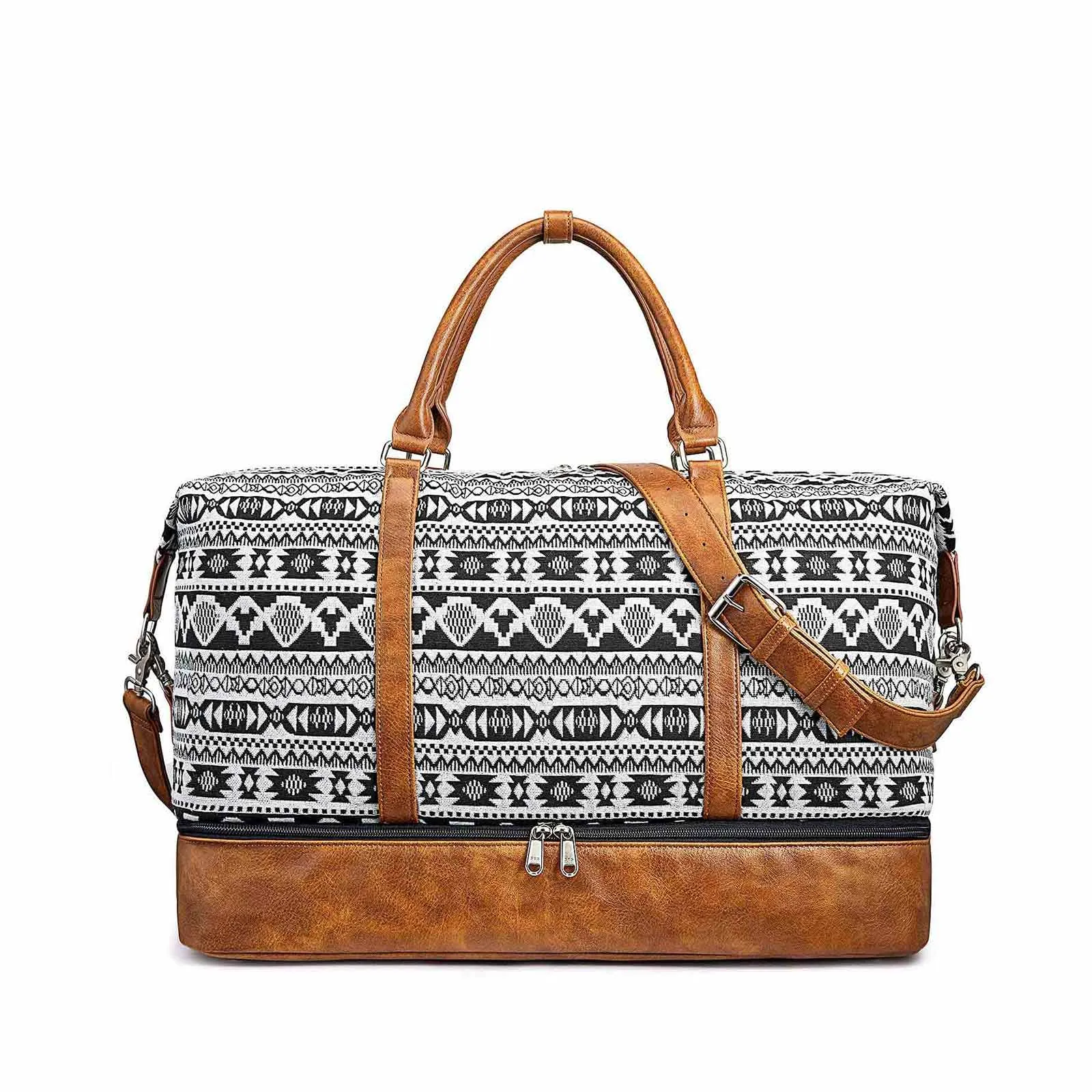 Women Striped Canvas Weekender Duffel Bag