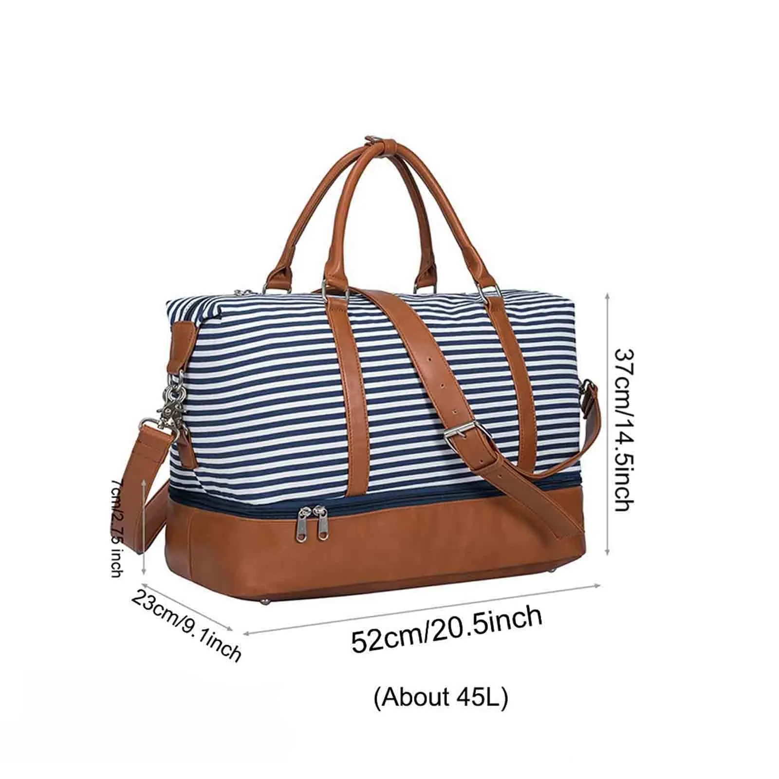 Women Striped Canvas Weekender Duffel Bag