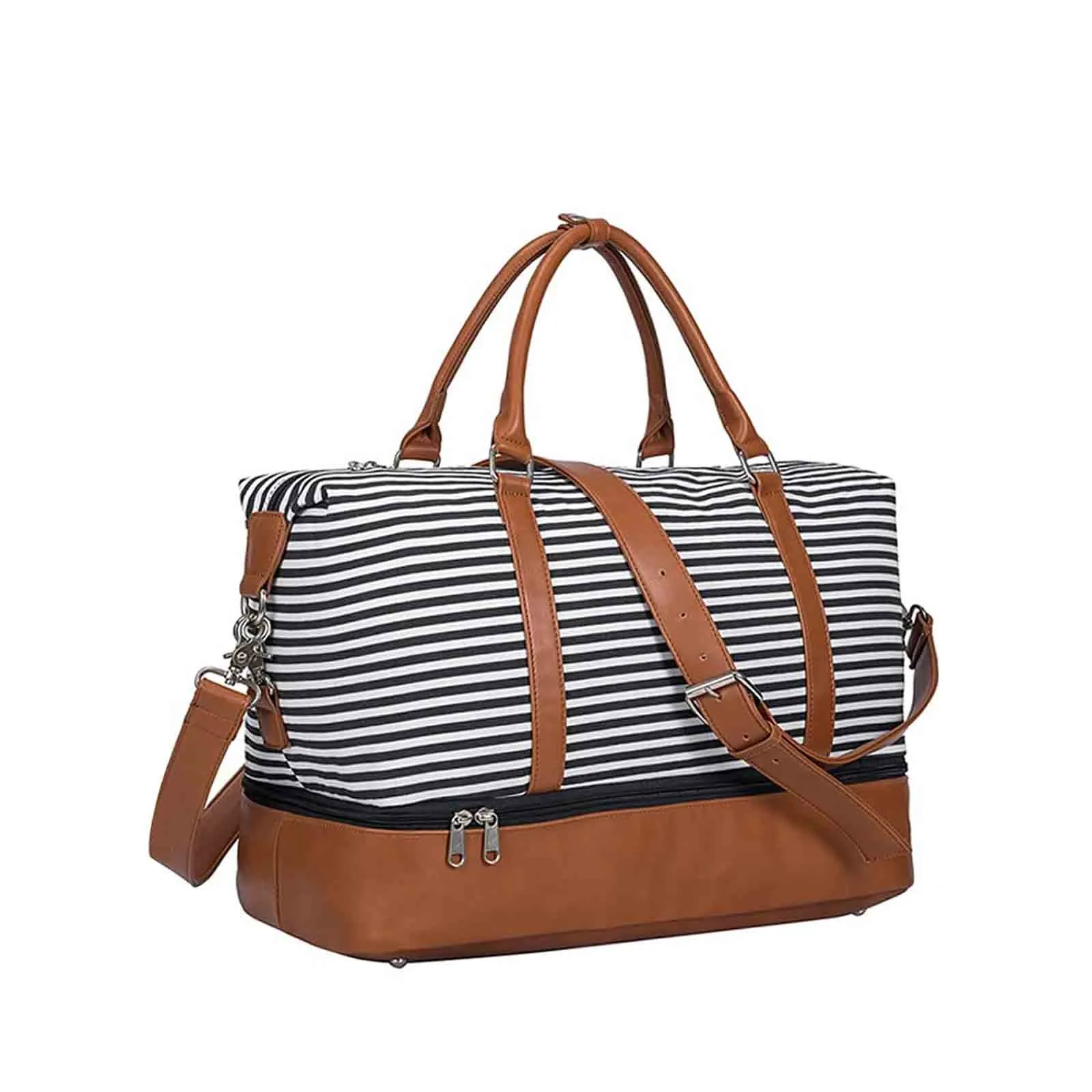 Women Striped Canvas Weekender Duffel Bag