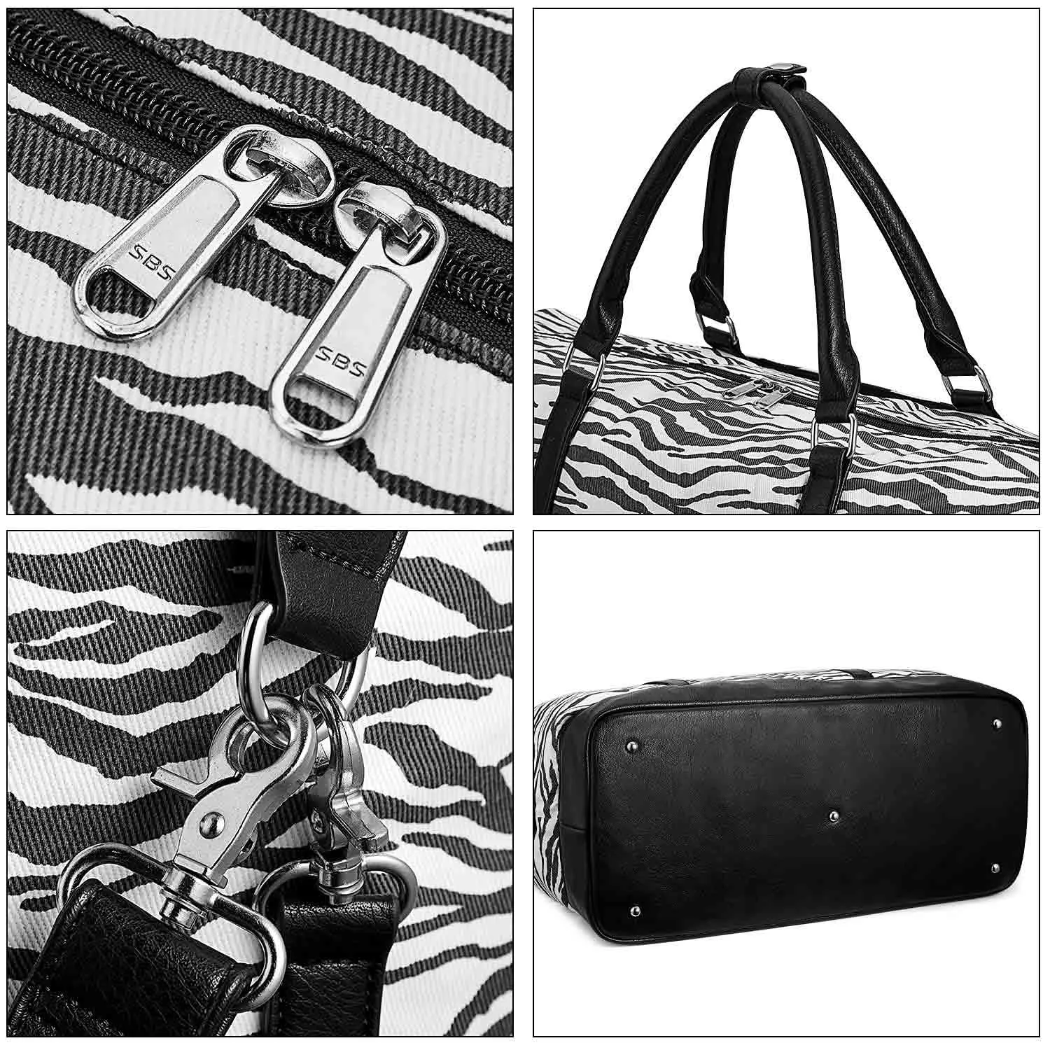 Women Striped Canvas Weekender Duffel Bag