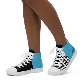 Women’s high top canvas shoes Teal/Houndstooth